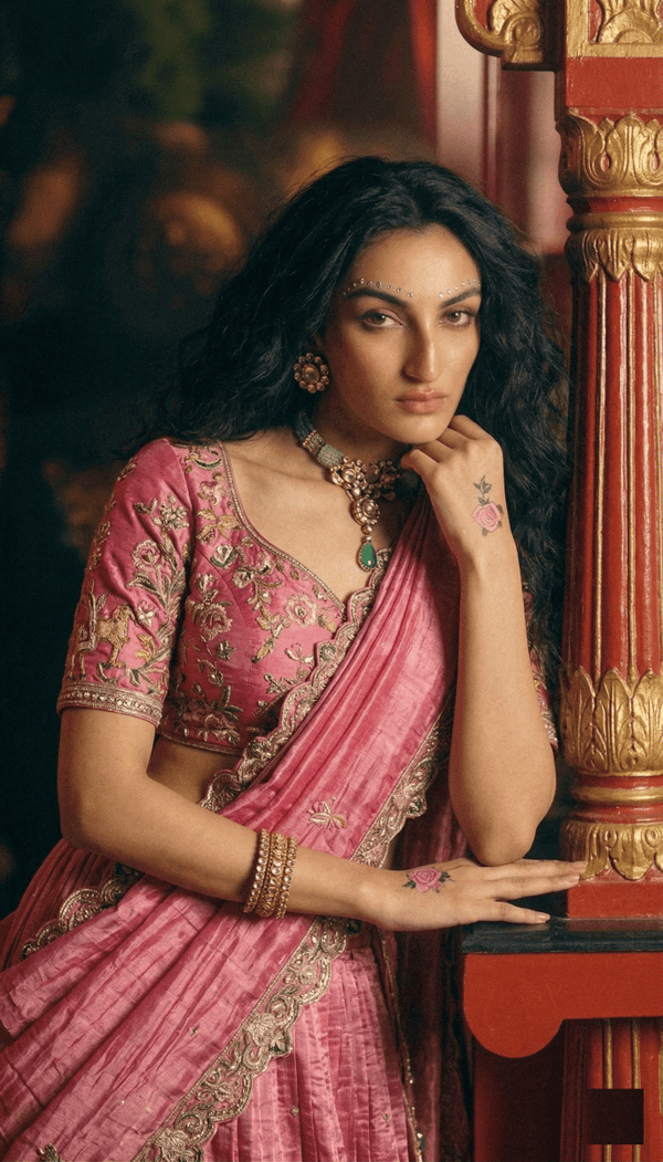 Crush Lehenga with Lace work Dupatta and Sequince Embriodary work