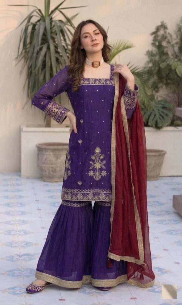 Designer Sequin Jimmy Choo Palazzo Set with Crancy Dupatta