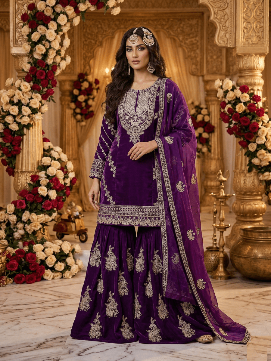 Party Wear Top Palazzo & Dupatta Set with Sequin Embroidery work