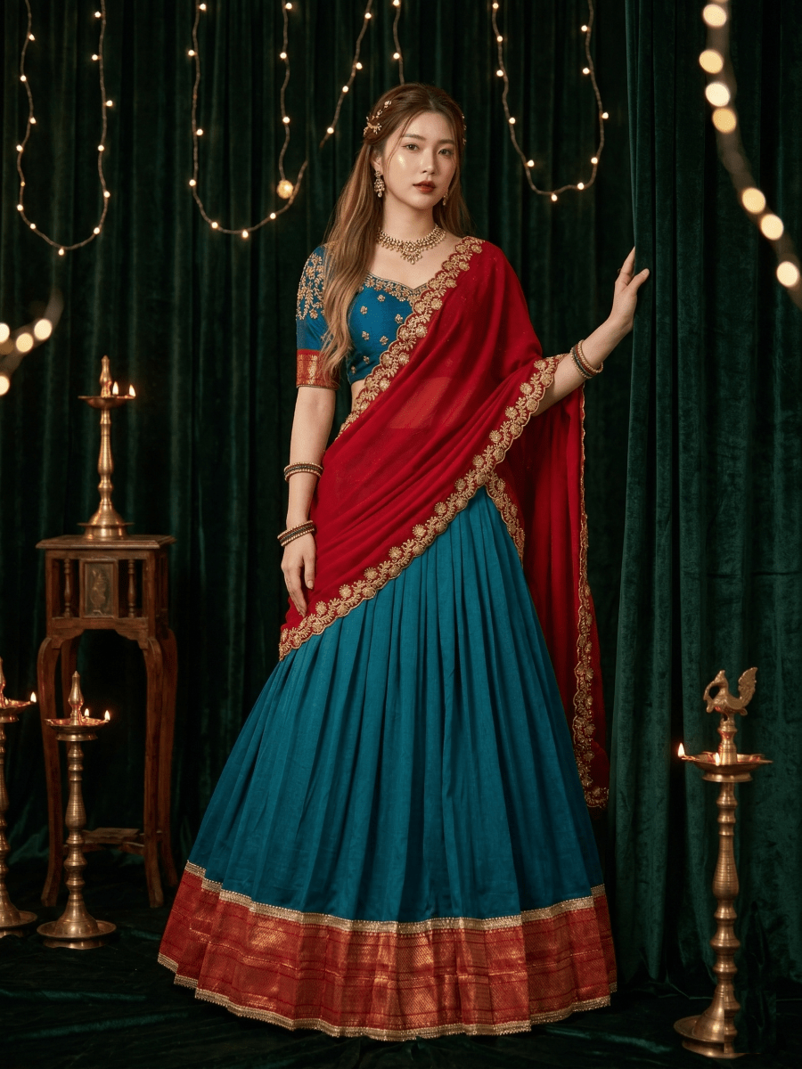 Vichitra Silk Lace Broder Lehenga with Embriodary zari work and Dupatta