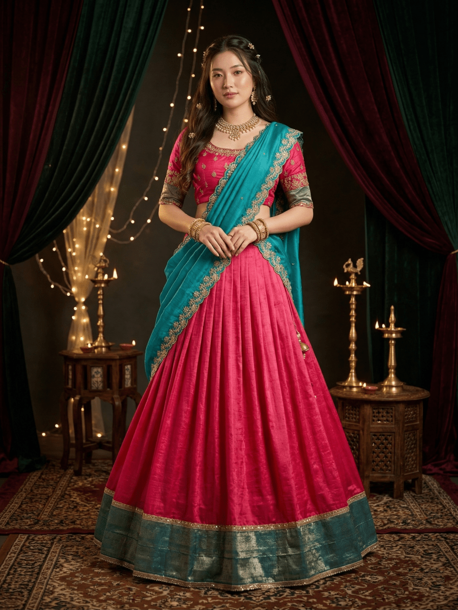 Vichitra Silk Lace Broder Lehenga with Embriodary zari work and Dupatta